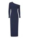 Norma Kamali One-shoulder Side-slit Maxi Dress In Blue