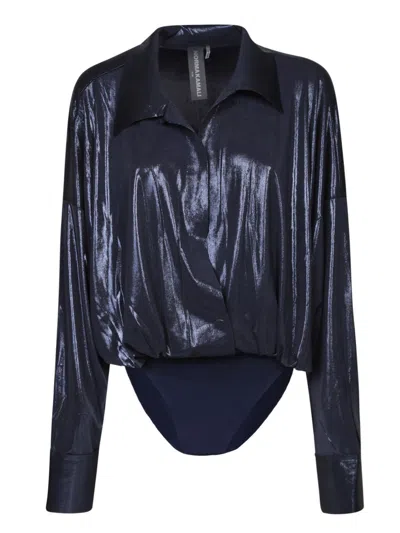 NORMA KAMALI NORMA KAMALI BLUE SWEATER WITH BODYSUIT DESIGN