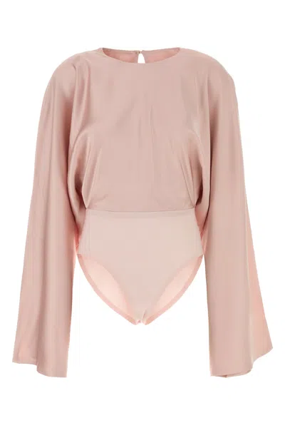 Norma Kamali Pink Satin Bodysuit
