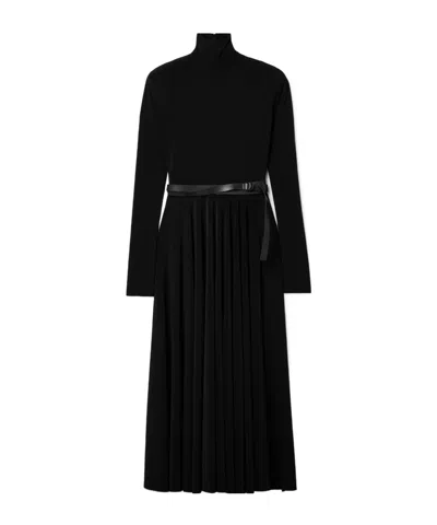 Norma Kamali Belted Stretch-jersey Turtleneck Midi Dress In Black