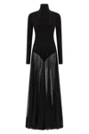 Norma Kamali Long Sleeve Turtleneck Bodysuit Flared Gown In Black