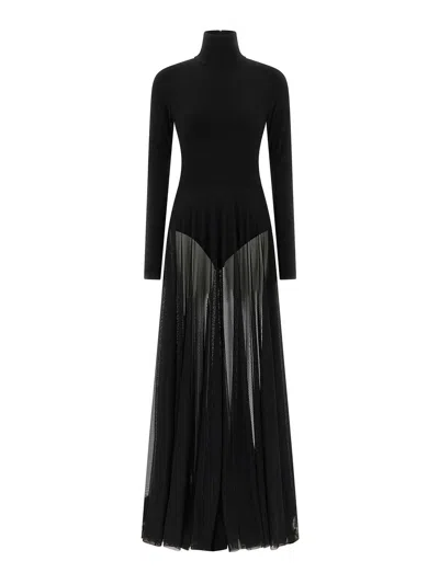 Norma Kamali Long Sleeve Turtle Neck Flared In Brown