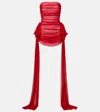 Norma Kamali Bow-detail Gathered Mesh Minidress