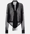 Norma Kamali Bow-detail Oversized Mesh Bodysuit In Black