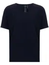 Norma Kamali Navy Solid Round Neck T-shirt In Blue