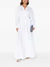 Norma Kamali Boyfriend Belted Shirt Maxi Dress In White