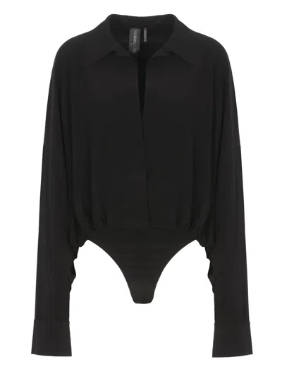 Norma Kamali Boyfriend Bodysuit In Black
