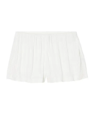 Norma Kamali Boyfriend Elephant Sequined Stretch-mesh Shorts In White