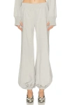 Norma Kamali Boyfriend Puff Jog Sweatpants Light Heather Grey In White