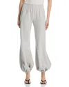 Norma Kamali Boyfriend Puff Jog Sweatpants Light Heather Grey In White