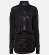 Norma Kamali Boyfriend Ruched Lamé Minidress In Black