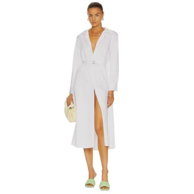 Pre-owned Norma Kamali Boyfriend Shirt A Line Dress To Midcalf In White Small Womens