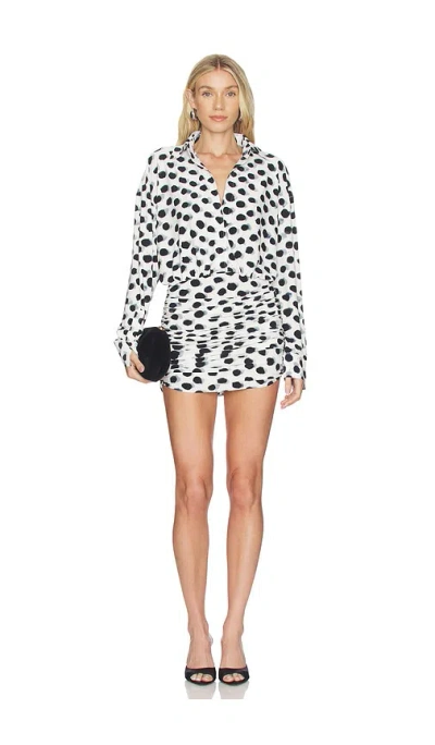 Norma Kamali Boyfriend Shirt Shirred Skirt Dress In Multi