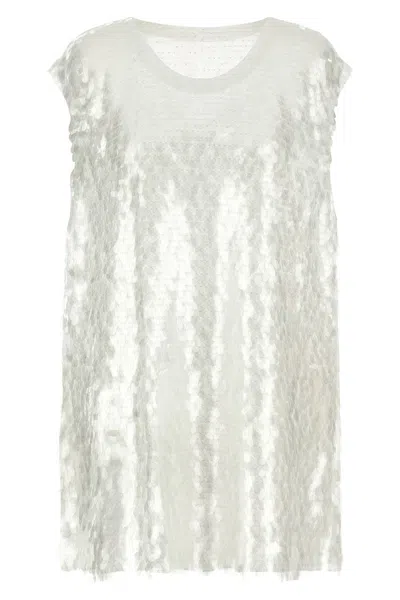 Norma Kamali Boyfriend Sequin Top In White