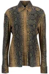 NORMA KAMALI BROWN PYTHON PRINT LONG SLEEVE SHIRT