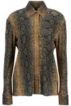 NORMA KAMALI BROWN PYTHON PRINT LONG SLEEVE SHIRT