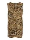 Norma Kamali Brown  Short Dress With All-over Printed Leopard Motif In Brown