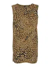 Norma Kamali Brown  Short Dress With All-over Printed Leopard Motif In Brown