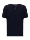 Norma Kamali Navy Solid Round Neck T-shirt In Blue