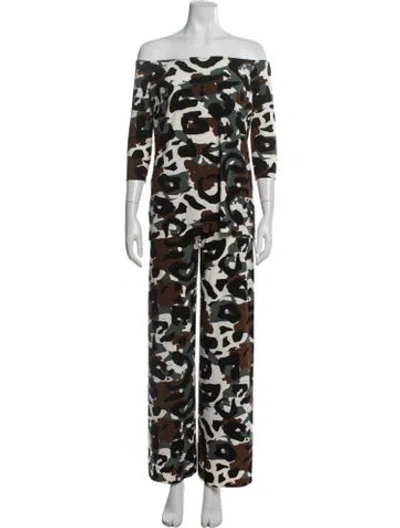 Pre-owned Norma Kamali Camouflage Print Pantsuit In Black