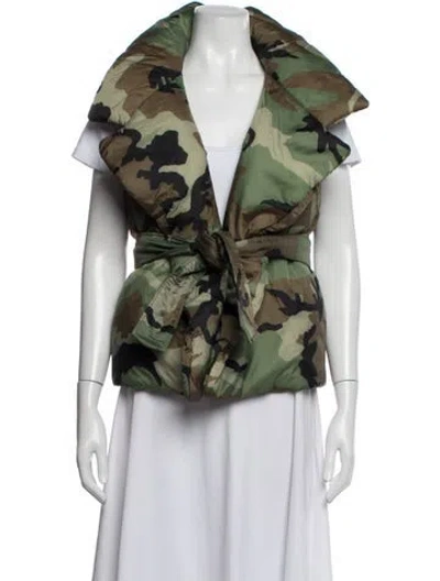 Pre-owned Norma Kamali Camouflage Print Vest W/ Tags In Green