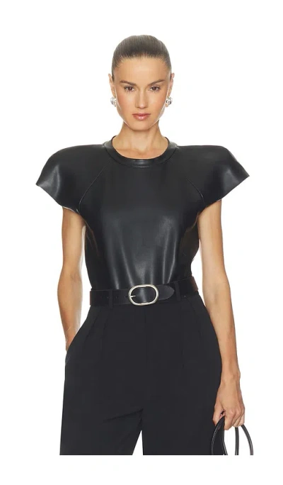 Norma Kamali Cap Sleeve Bomber Bodysuit In Black