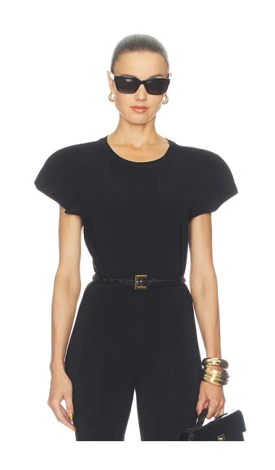 Norma Kamali Cap Sleeve Bomber Bodysuit In Black