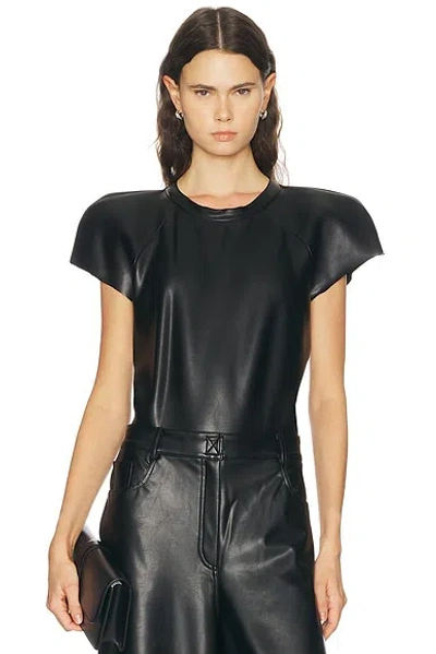 Norma Kamali Cap Sleeve Bomber Bodysuit In Black