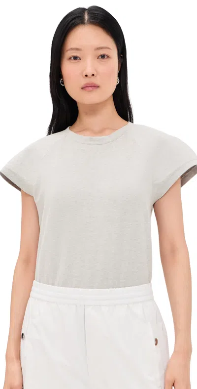 Norma Kamali Cap Sleeve Bomber Bodysuit Light Heather Grey In Gray