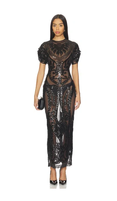 Norma Kamali Cap Sleeve Long Dress In Black