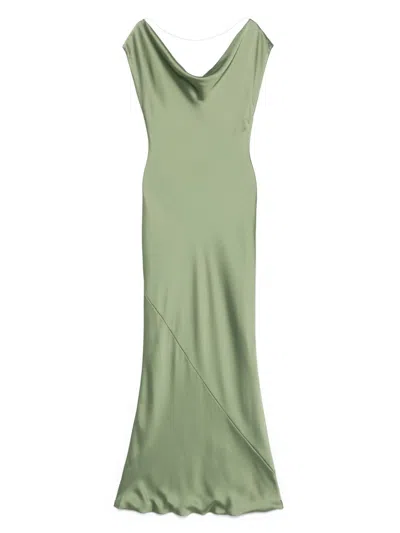 Norma Kamali Cap Sleeve Maria Gown Dress In Green