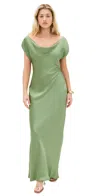 Norma Kamali Cap Sleeve Maria Gown Vintage Green In Vintage Green