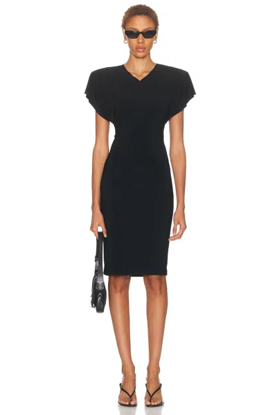 Norma Kamali Cap Sleeve Shoulder Pad Dress In Black