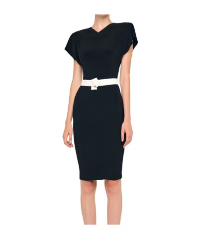 Norma Kamali Cap Sleeve Shoulder Pad Dress In Metallic