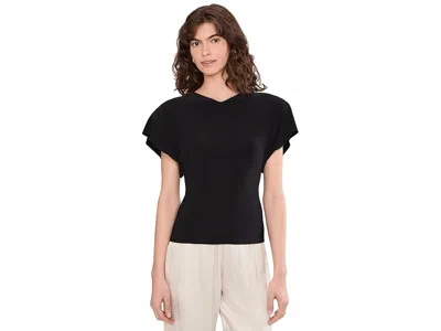 Norma Kamali Cap Sleeve Shoulder Pad Top In Black