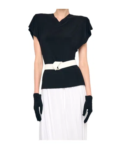 Norma Kamali Cap Sleeve Shoulder Pad Top In Black