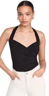 Norma Kamali Cayla Halter Neck Bodysuit In Black