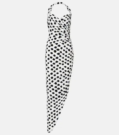 NORMA KAMALI CAYLA POLKA-DOT MIDI DRESS