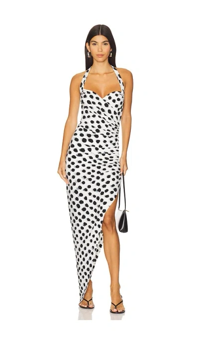 Norma Kamali Cayla Asymmetric Halter Dress In White