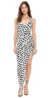Norma Kamali Cayla Side Drape Gown Paint Dots