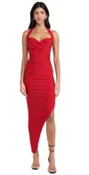 NORMA KAMALI CAYLA SIDE DRAPE GOWN TIGER RED
