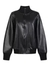 Norma Kamali Oversized Long Sleeve Synthetic Leather Jacket In Black