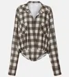 Norma Kamali Checked Oversized Bodysuit In Green