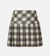 Norma Kamali Checked Pleated Miniskirt In Green