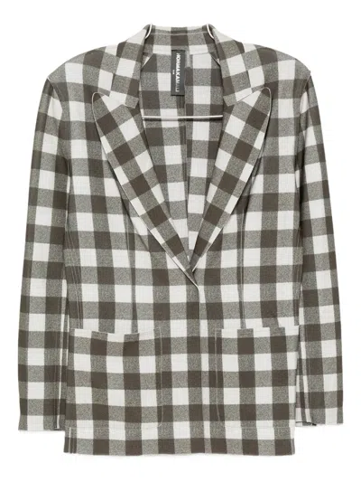 Norma Kamali Checked Single-breasted Blazer In Green