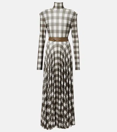 Norma Kamali Checked Turtleneck Jersey Midi Dress In Multi