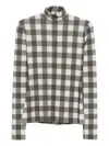 Norma Kamali Checked Turtleneck Top In Gray