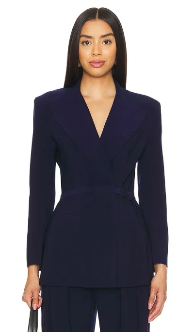 Norma Kamali Classic Double Breasted Jacket In True Navy