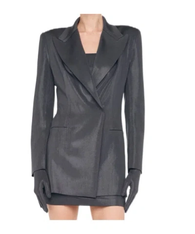 Norma Kamali Classic Double-breasted Jacket In Grey
