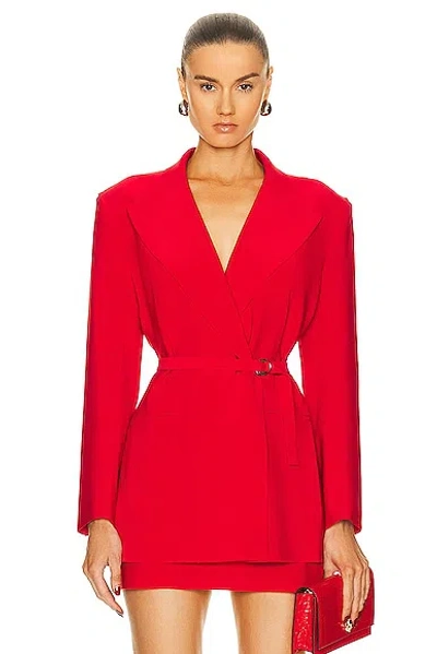 Norma Kamali Classic Double Breasted Jacket In Tiger Red